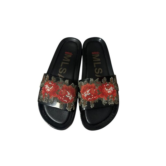 MELISSA Rose Faux Needlepoint Pool Slides Sandals Size US 9 / EUR 40 - Picture 7 of 7